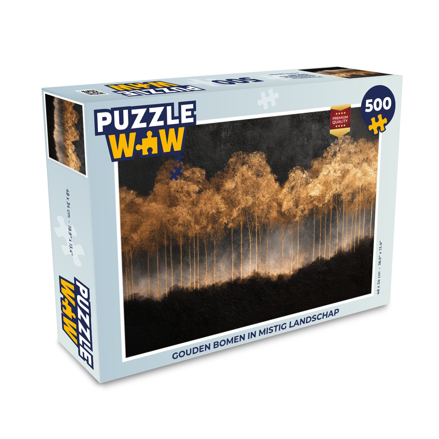 MuchoWow Puzzle Goldene Bäume in nebliger Landschaft, 500 Puzzleteile, Foto-Puzzle, Bilderrätsel, Puzzlespiele, Spielzeug
