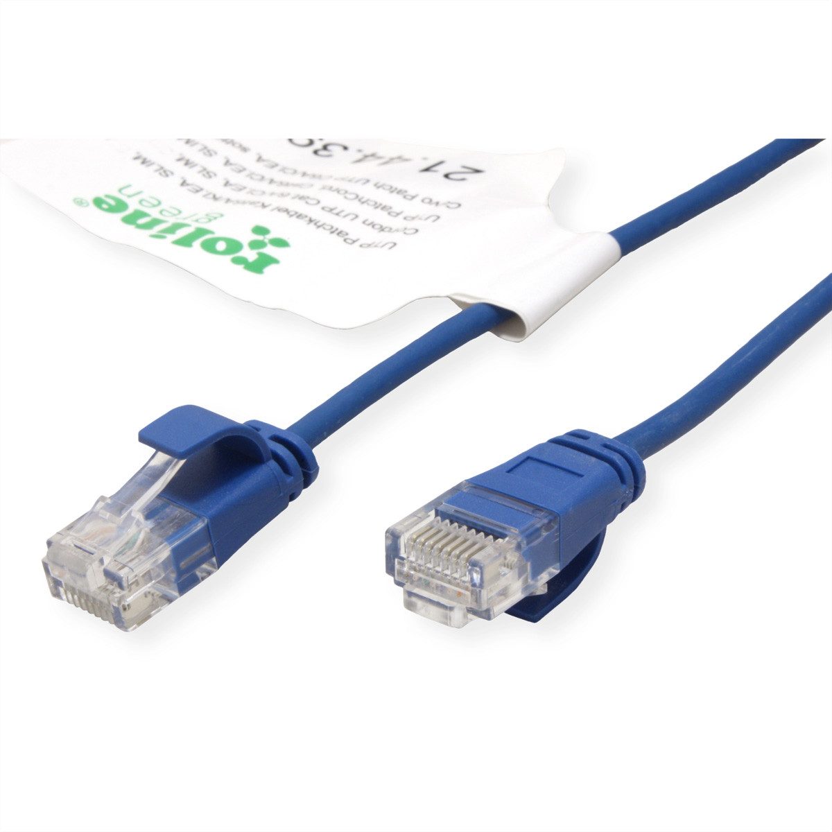 ROLINE GREEN UTP Patchkabel Cat.6A (Class EA) LAN-Kabel, RJ-45 Männlich (Stecker), RJ-45 Männlich (Stecker) (15.0 cm), LSOH, slim