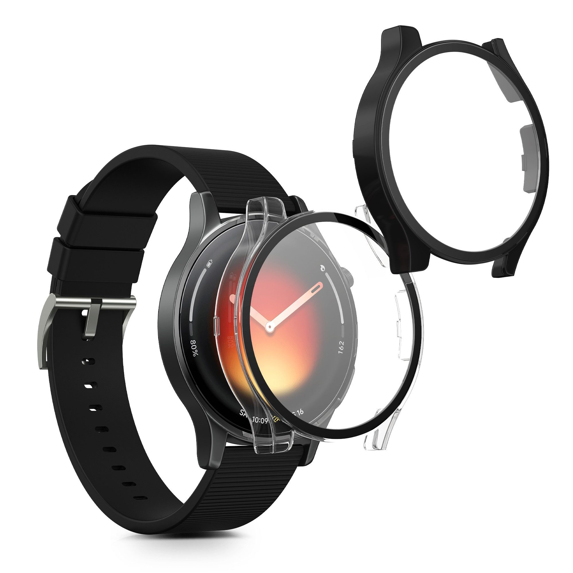 kwmobile Smartwatch-Hülle 2x Glas Hülle für Xiaomi Watch 5, Schutzhülle Fullbody Fitnesstracker Case Set aus Glas