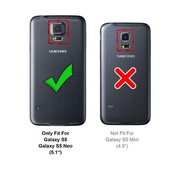 CoolGadget Handyhülle Denim Schutzhülle Flip Case für Samsung Galaxy S5 / S5 Neo 5,1 Zoll, Book Cover Handy Tasche Hülle für Samsung S5 Klapphülle