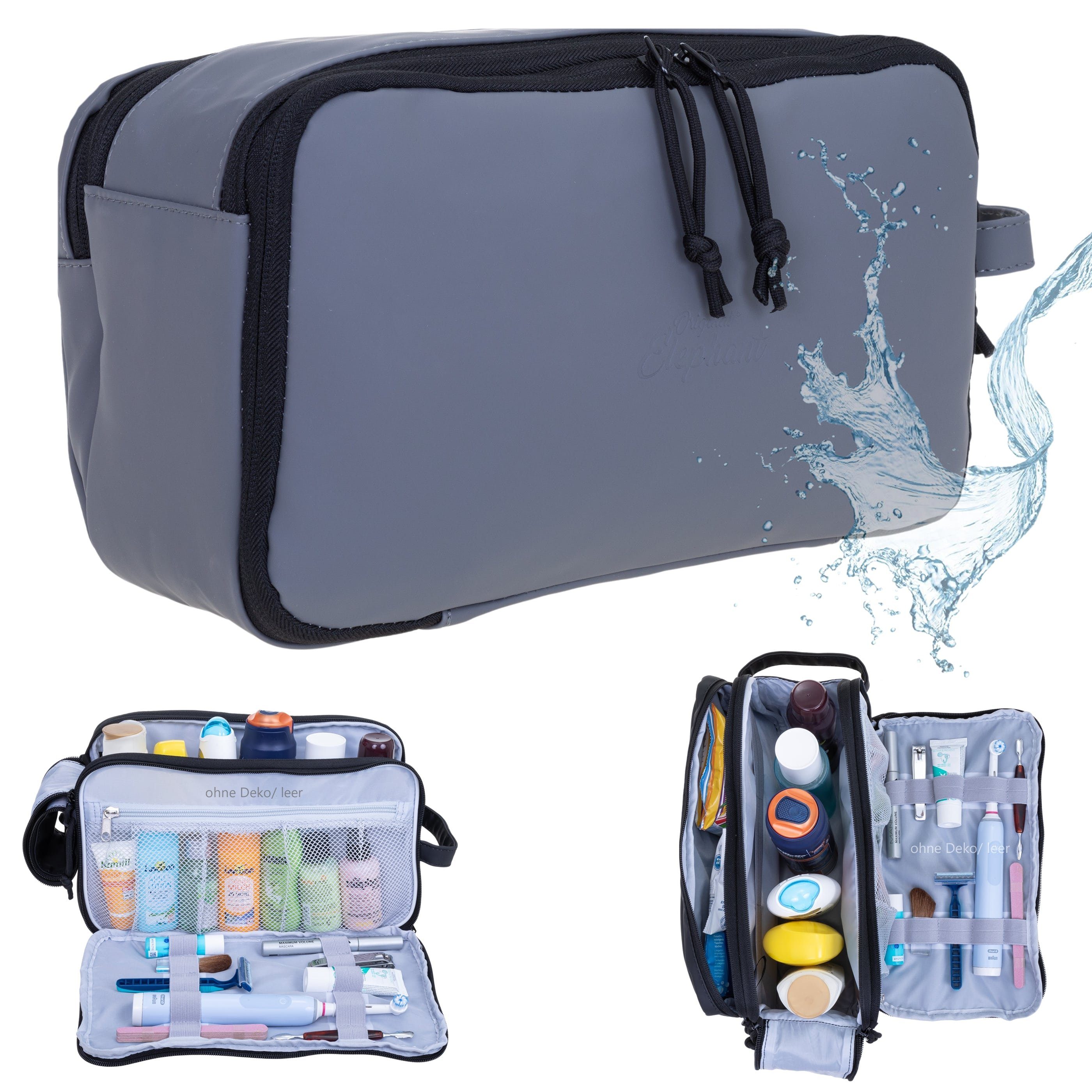 ELEPHANT Kulturbeutel Travel Hydro Washbag Herren Damen Reise wasserabweisend aus Plane, Kulturtasche Kosmetiktasche Reise Tasche Sauna Sport