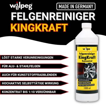 wilpeg® Felgenreiniger KingKraft Konzentrat 2x1L +Sprüher, Alu- & Stahlfelgen Felgenreiniger