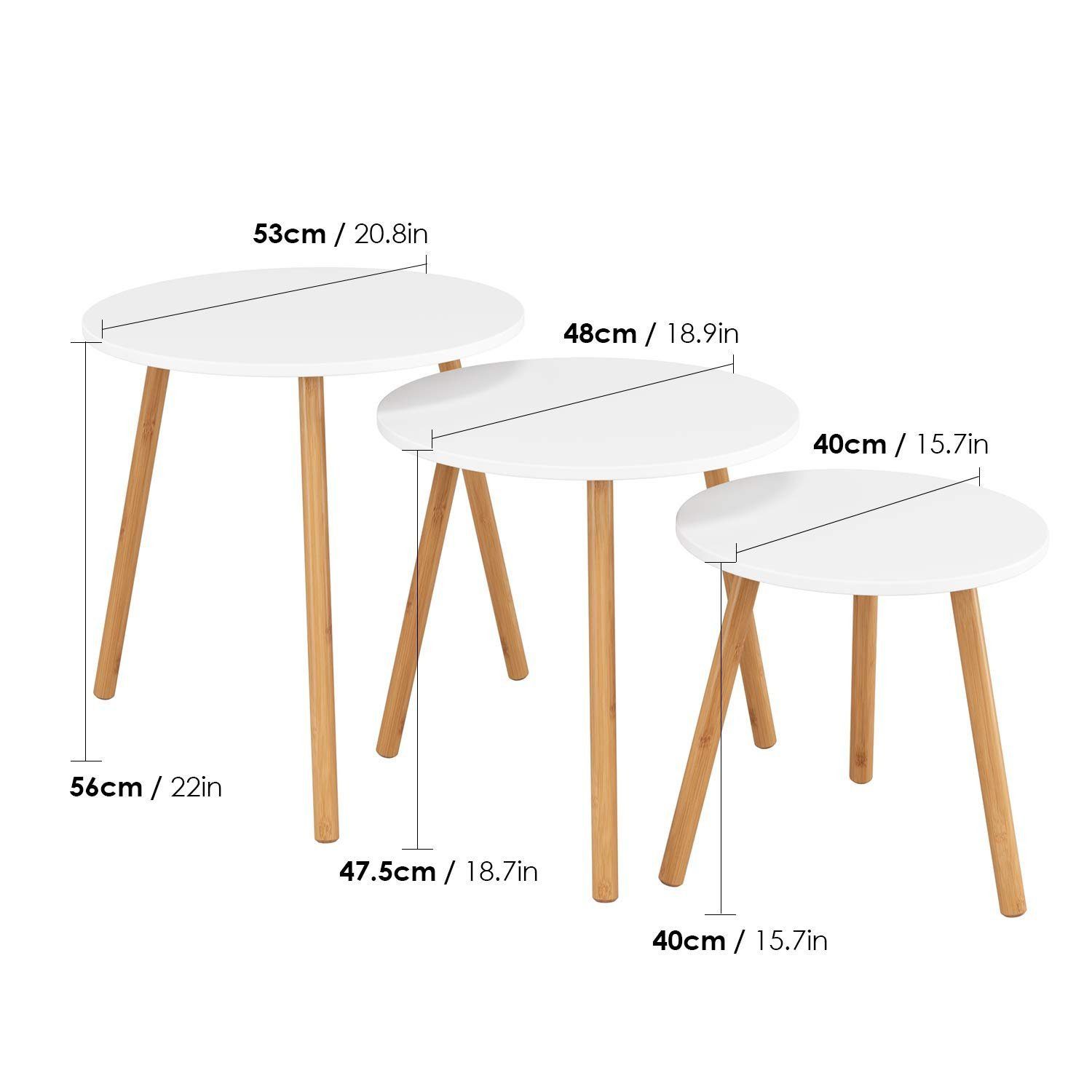 Homfa Couchtisch, 3er-Set Satztisch Beistelltisch rund günstig online kaufen