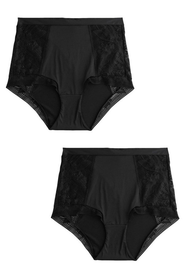 Next High-Waist-Slip Hochbund-Spitzenslips aus Mikrofasern, 2er-Pack (2-St)