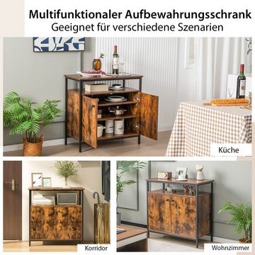 COSTWAY Sideboard, mit Türen und offenem Regal, Metallrahmen, 80 x 40 x 80 cm