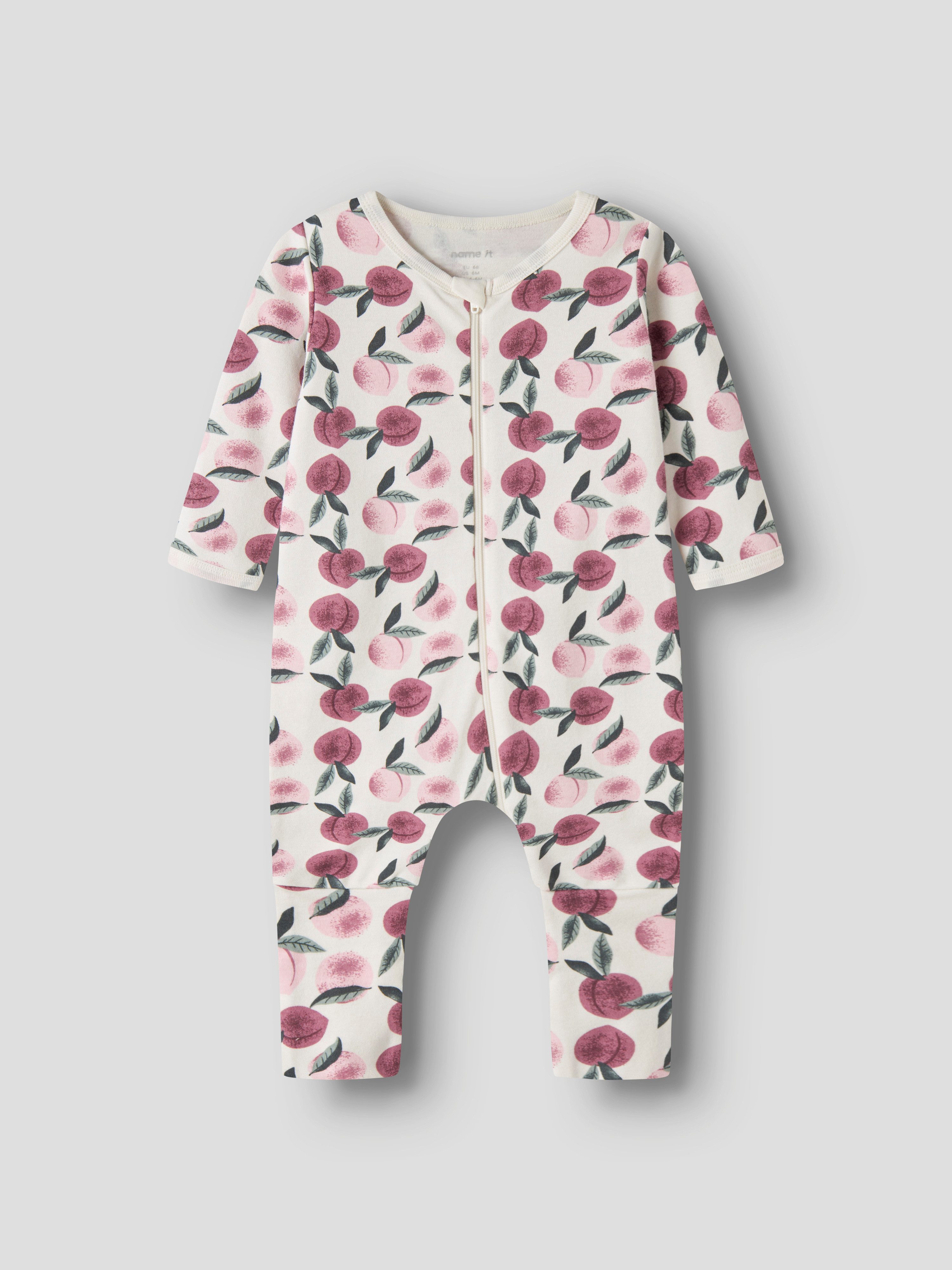 Name It Schlafanzug NBFNIGHTSUIT 2P ZIP FF PEACHES NOOS (Packung, 2 tlg) aus Baumwolle in Jersey-Qualität, lockere Passform, mit Reißverschluss