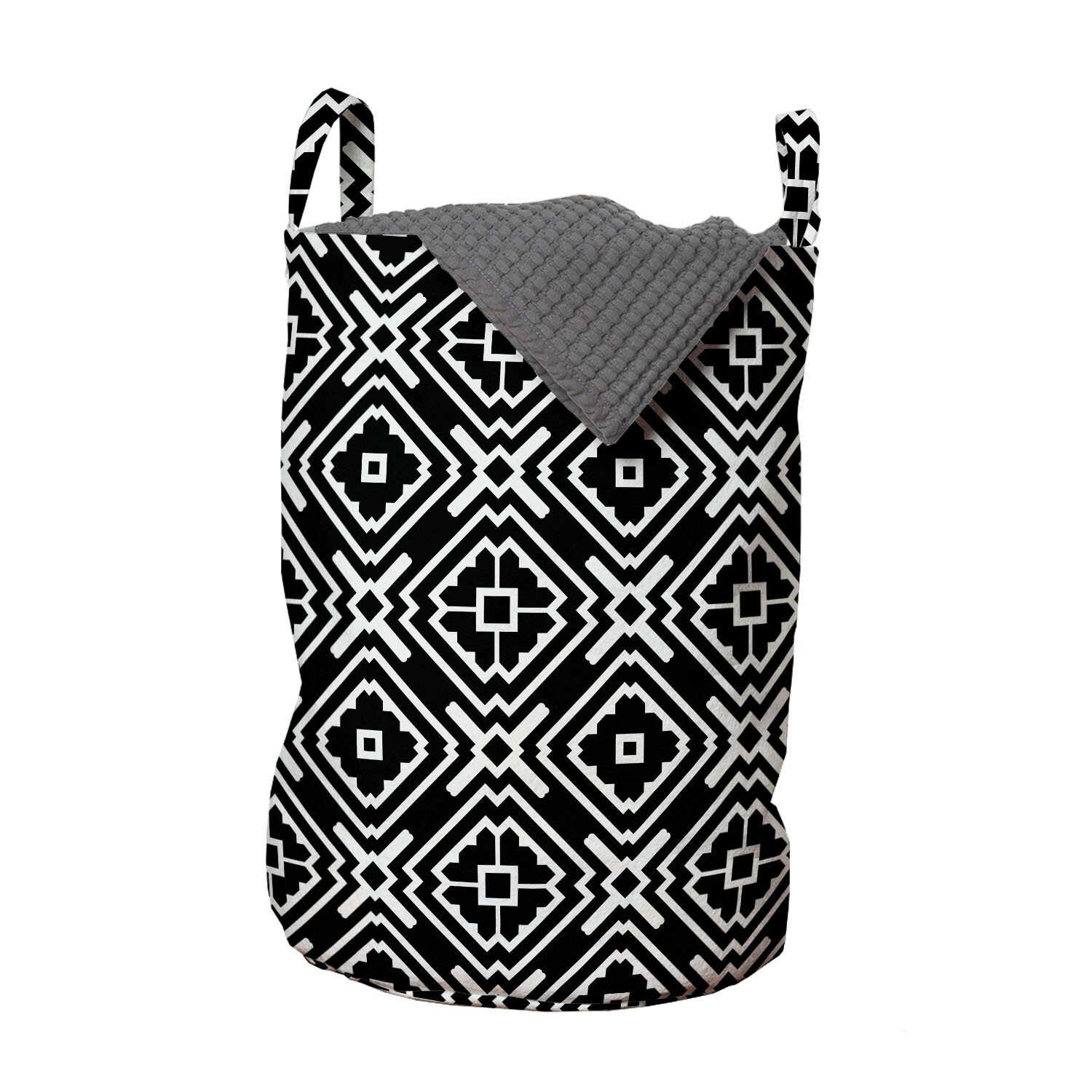 Abakuhaus Wäschesäckchen Wäschekorb mit Griffen Kordelzugverschluss für Waschsalons, geometrische Rhombus Klassische Symmetrie