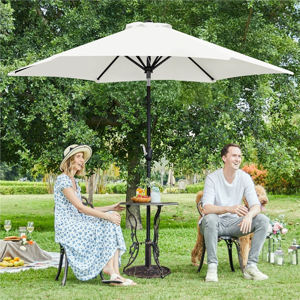 Yaheetech Sonnenschirm Φ 226/269/294 cm, Garten- und Marktschirm mit 6 Metallstreben für Balkon/Terrasse/Garten