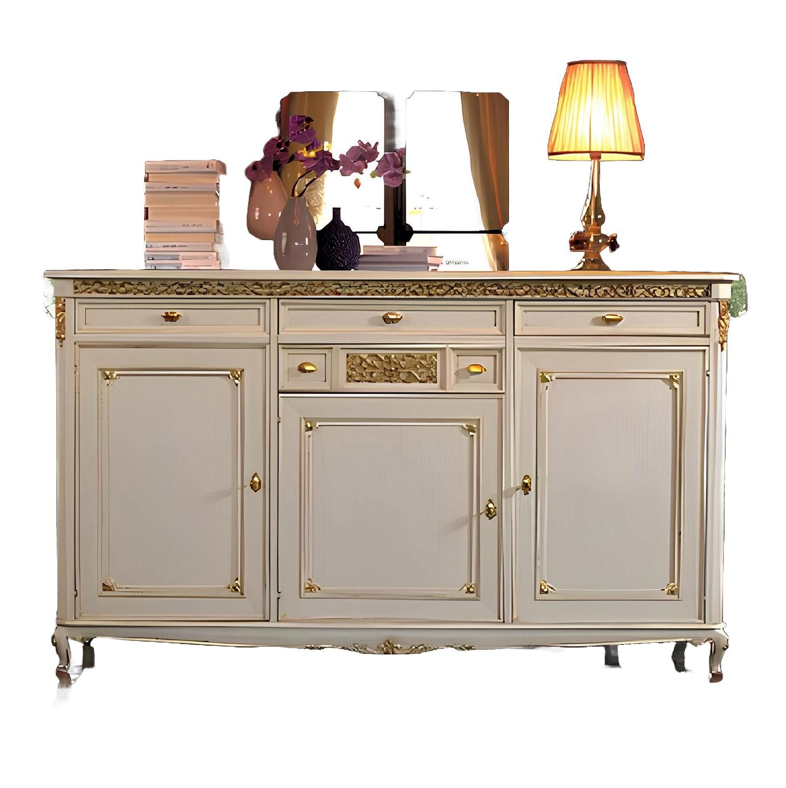 Xlmoebel Kommode Weißes Massivholz-Sideboard mit Schubladen und Ablageflächen (Kommode, Kommode), Hergestellt in Europa