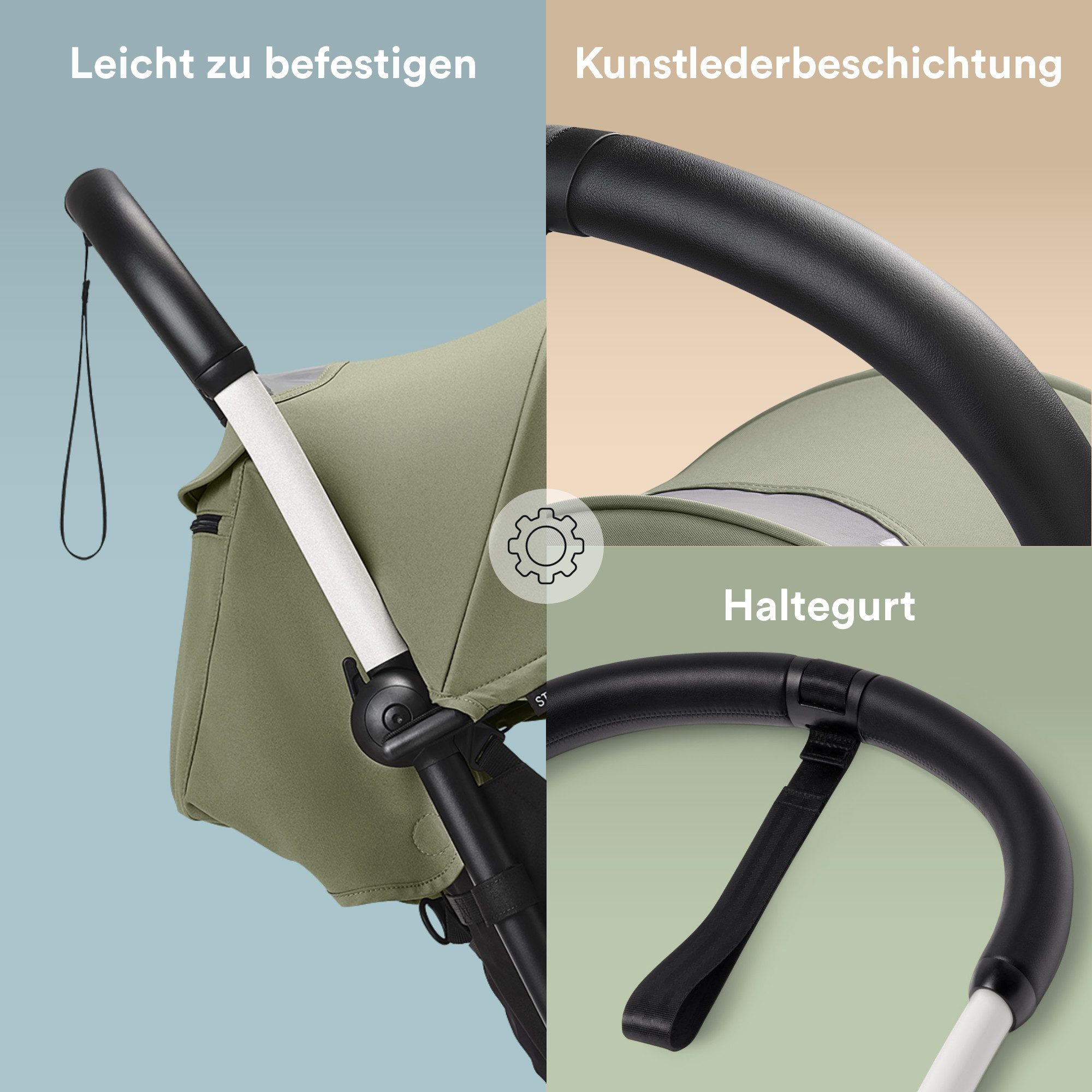 Stokke Kinderwagenaufsatz YOYO Lenker - Extrem widerstandsfähig, Kunstlederbeschichtung, Inklusive 21,5 cm Haltegurt, Schrauben und Installationswerkzeug