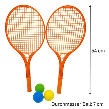 alldoro Tennisschläger 63109, Softball-Tennis für Kinder, 2 orange Schläger + 3 Softbälle