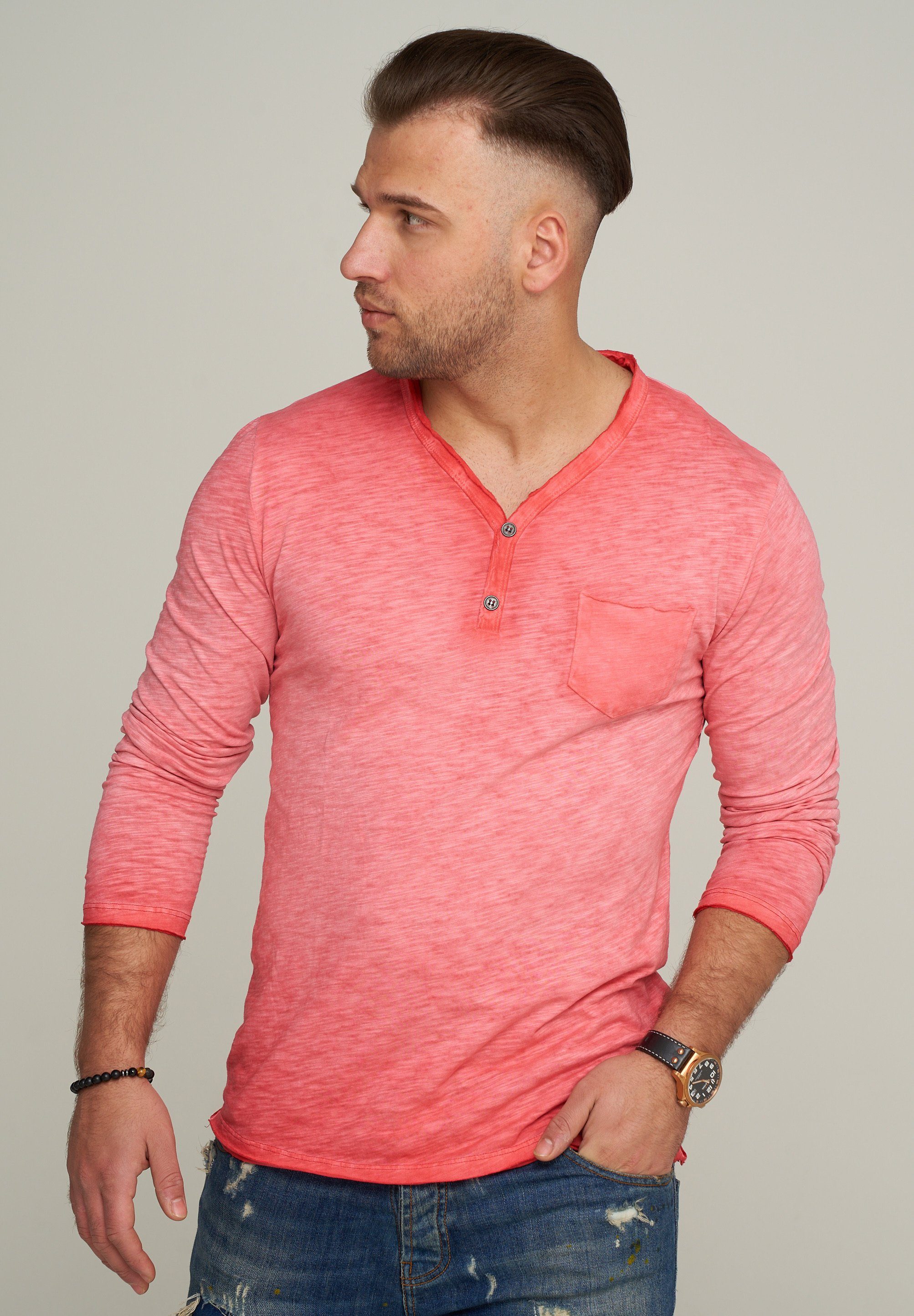 CARISMA Longsleeve CRSEWARD V-Neck mit Knopfleiste günstig online kaufen