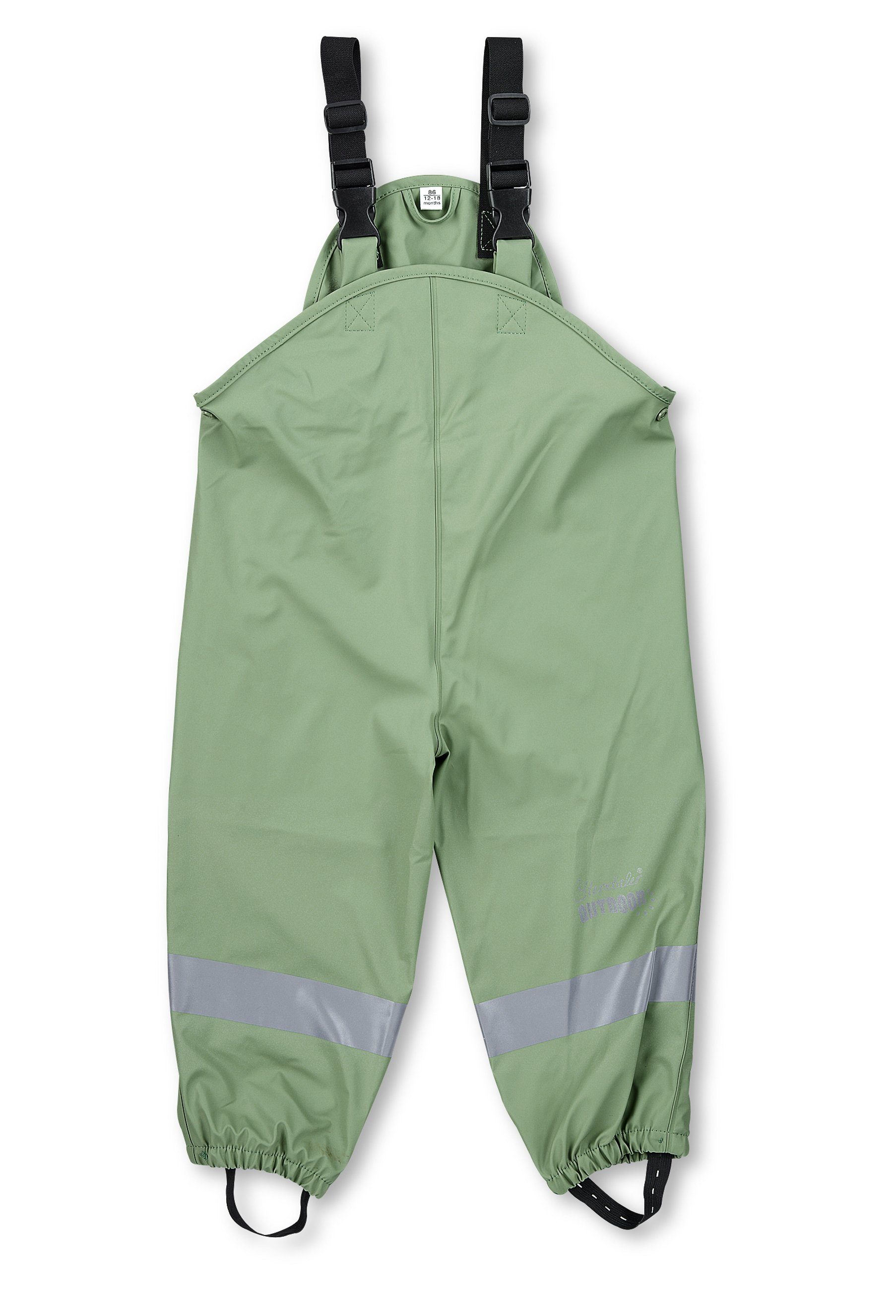Sterntaler® Regenhose Matschhose ungefüttert uni (1-tlg., Regenträgerhose mit Druckknöpfen, Regenhose mit süßen Motiven) Kinder Hosenträger mit Reflektoren, Matschhosenträger verstellbar