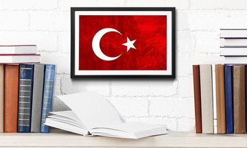 WandbilderXXL Bild mit Rahmen Türkei, Flagge, Wandbild, in 4 Größen erhältlich