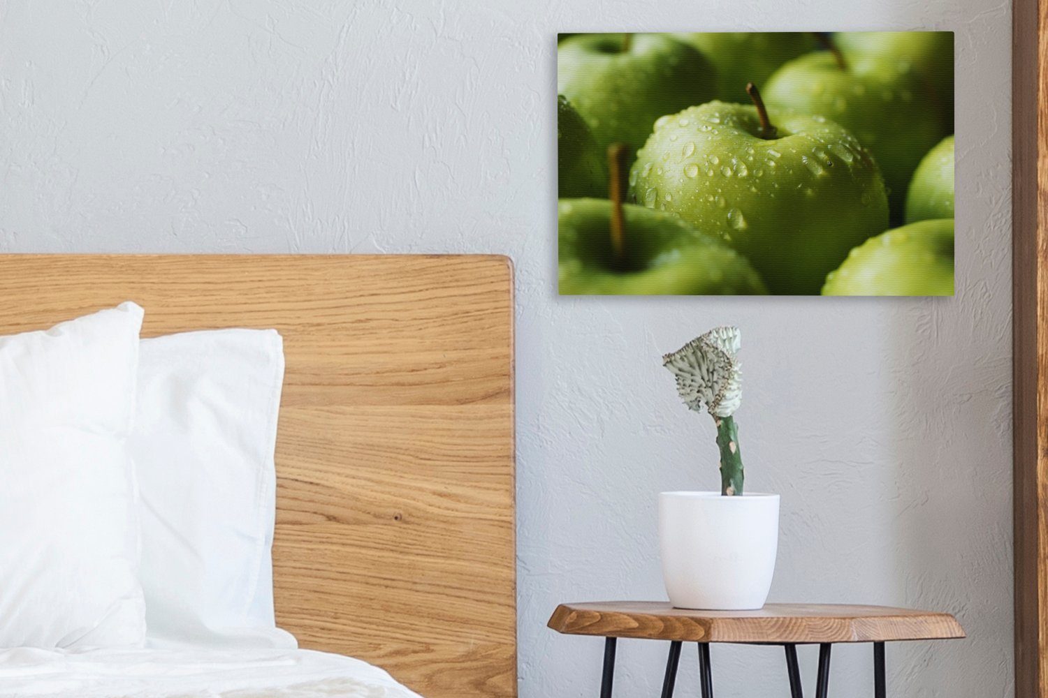 Wanddeko, St), Grün - cm Wasser, OneMillionCanvasses® Leinwandbild Leinwandbilder, - (1 Aufhängefertig, Wandbild 30x20 Apfel