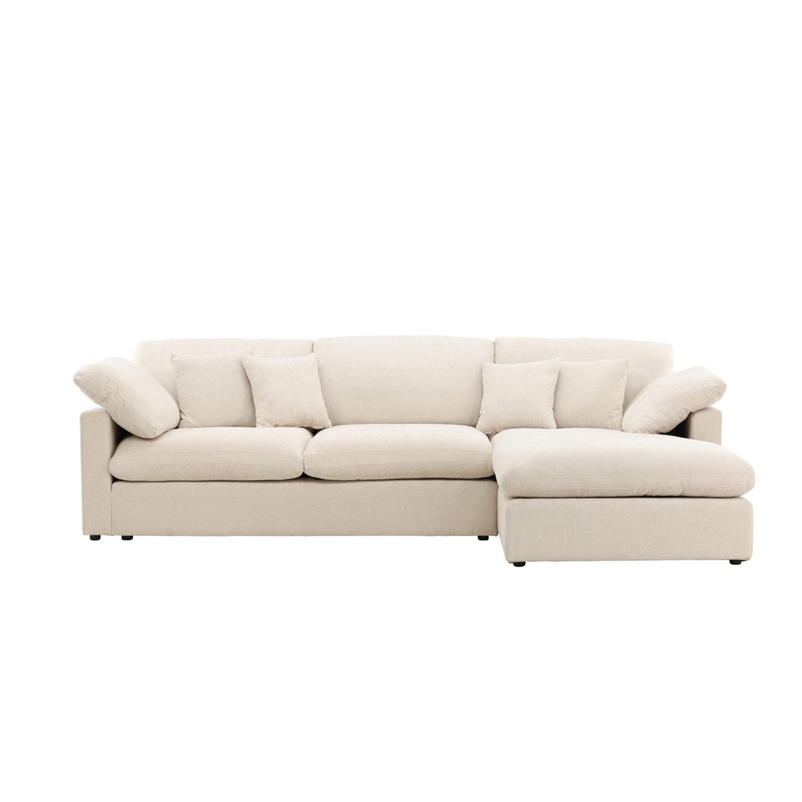 Endorphin Ecksofa Ecksofa Amalfi Beige, Ottomane flexibel montierbar, Ottomane verstellbar