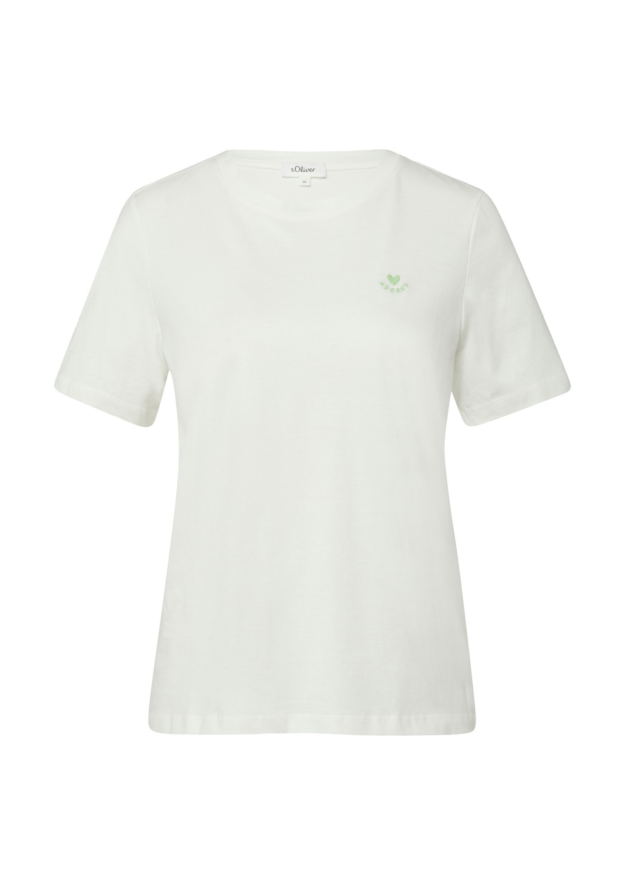 s.Oliver Kurzarmshirt T-Shirt Jersey-T-Shirt im Regular Fit mit Herz-Sticke günstig online kaufen