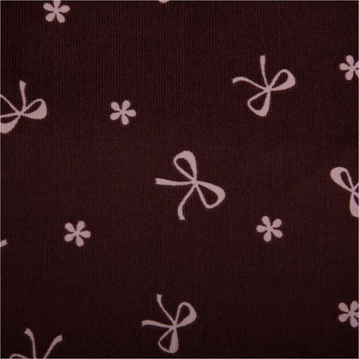 Stoff Feincord Stoff Meterware Baumwolle Schleifen aubergine/rosa 1,44m
