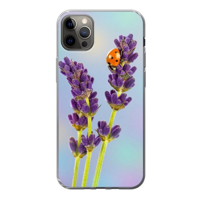 MuchoWow Handyhülle Marienkäfer auf Lavendelblüte Handyhülle Apple iPhone 12 Pro Max Smartphone-Bumper Print Handy