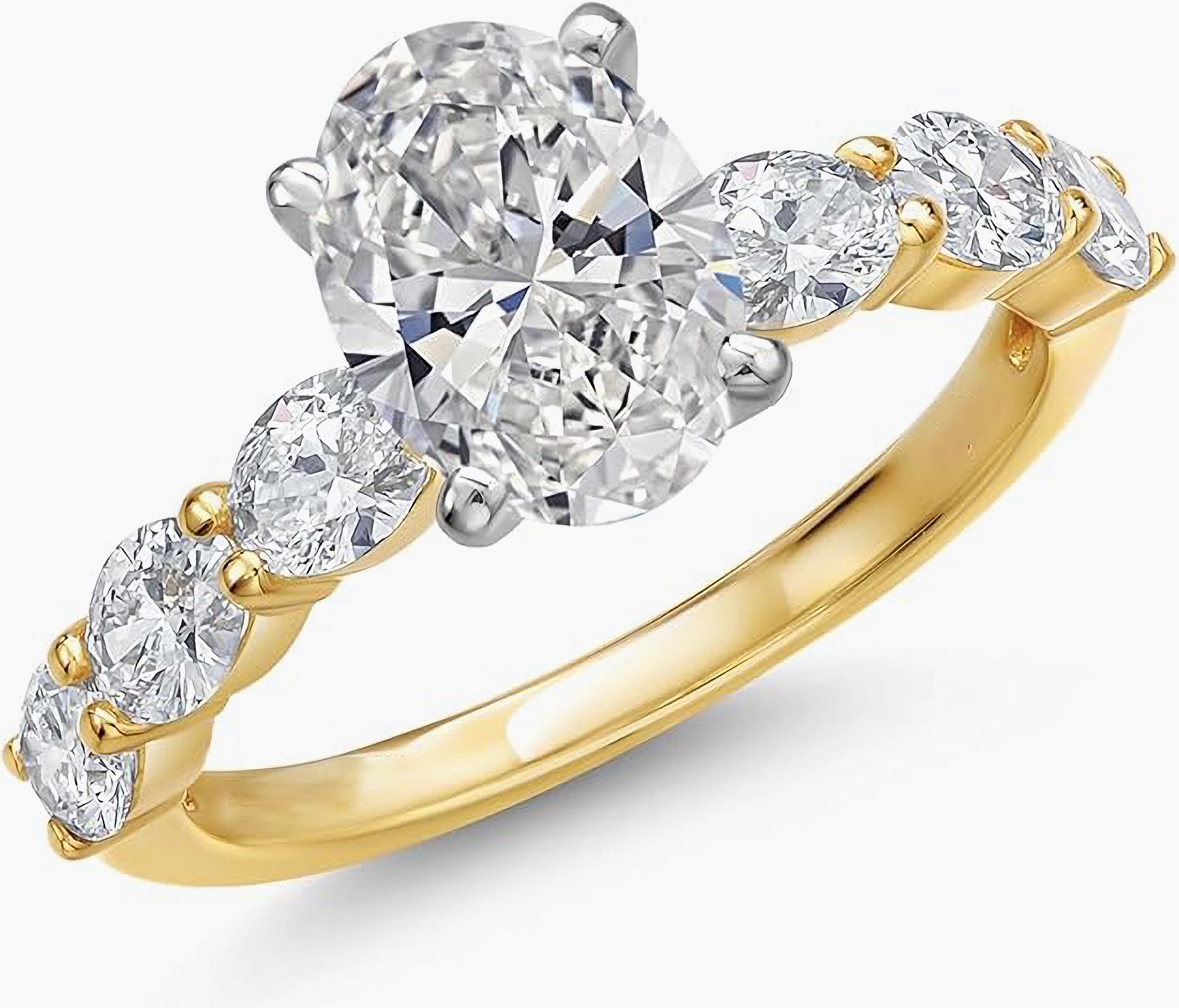 Jumpeak Verlobungsring D, VVS2, 14-Karat-Goldfassung, 2ct-Diamant im Ovalschliff, IGI(elegante Geschenkbox) Ideal als Hochzeits- und Jubiläumsgeschenk