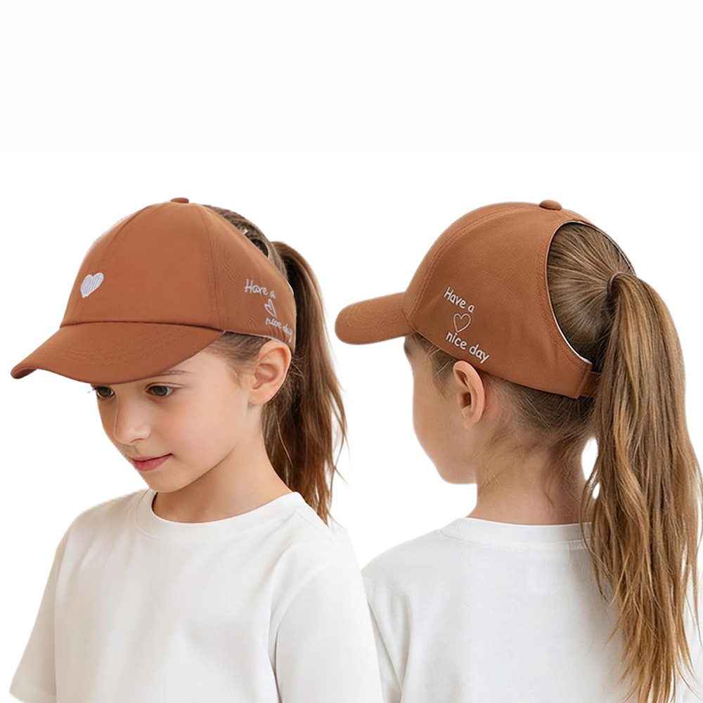 nsihing Sonnenhut Baseballkappe Pferdeschwanz für Kinder,Basecap für Mädchen Weich Atmungsaktives,Sonnenhut Kinder Sommer UV-Schutz