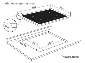 BOSCH Backofen-Set Backofen mit Midea Induktionskochfeld autark 60 cm + Teleskopauszug