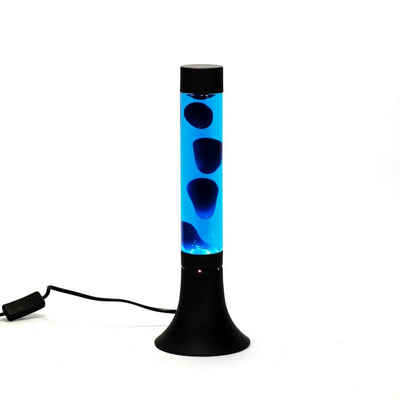 Licht-Erlebnisse Lavalampe YVONNE, Tischlampe Blau mit Kabelschalter stylisch 38 cm Retro Design