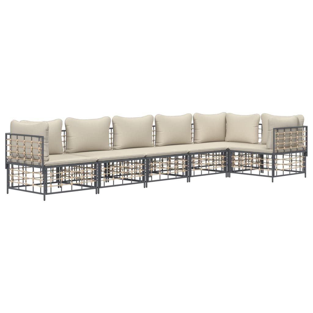 Vidaxl 6-tlg. Garten-lounge-set Mit Kissen Anthrazit Poly Rattan günstig online kaufen