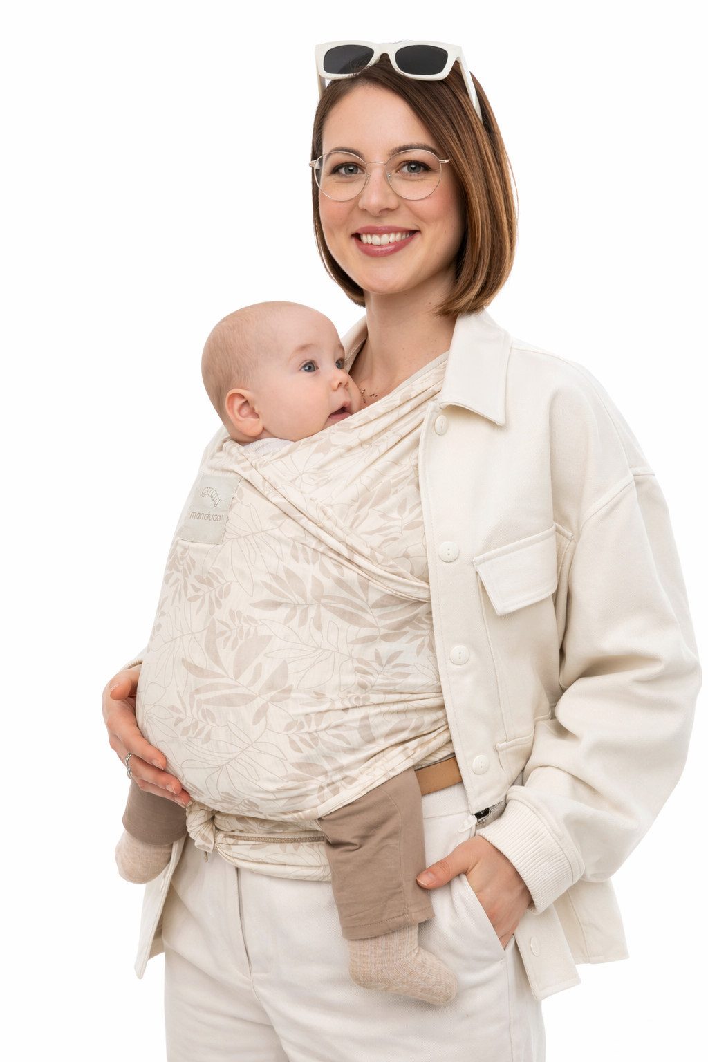 manduca Babytrage manduca Sling - Babytragetuch - Elastische Babytrage, Unterstützt die natürliche M-Position beim Baby.