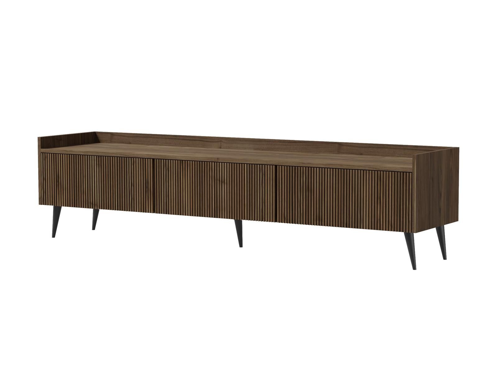 Compleo TV-Schrank dreitürig, Japandi design, Lamellenoptik MODE 180 cm breit