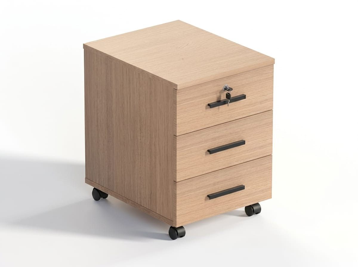 Xlmoebel Rollcontainer Moderner Rollcontainer mit Schubladen für das Büro in Beige, Made in Europa