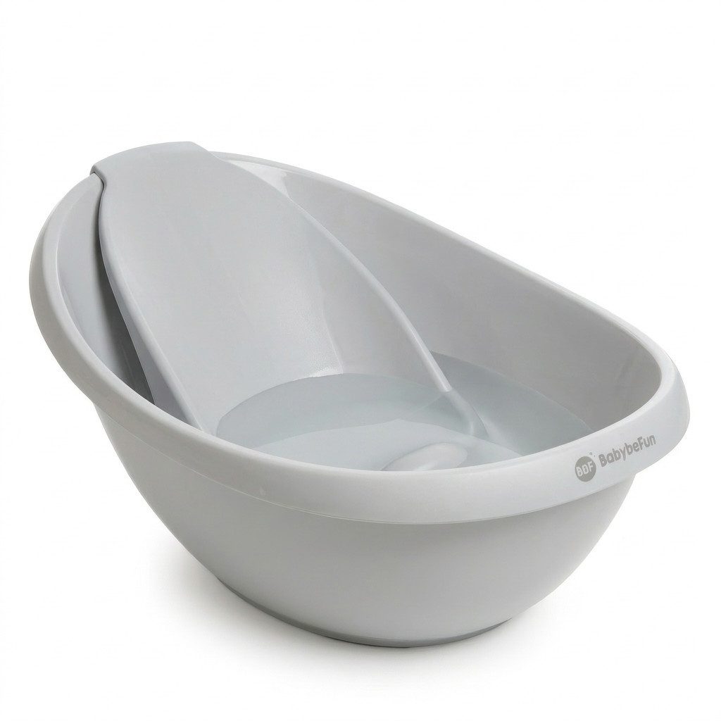 BabyBeFun Babybadewanne mit Badewanneneinsatz für Neugeborene, Rutschfeste Babywanne, Inkl. Safety-Pad