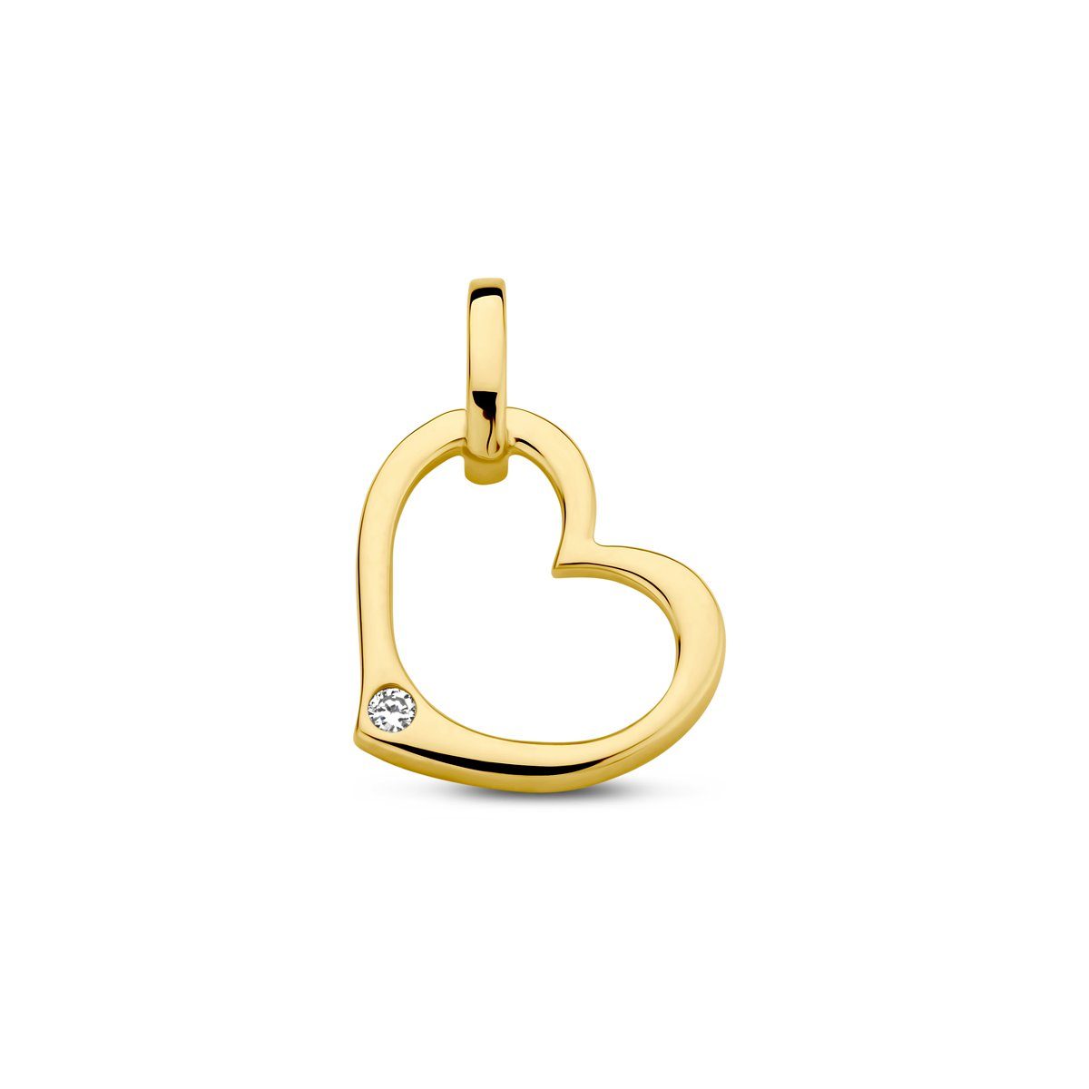 Kettenanhänger 585er Gelbgold Anhänger Herz mit Diamant