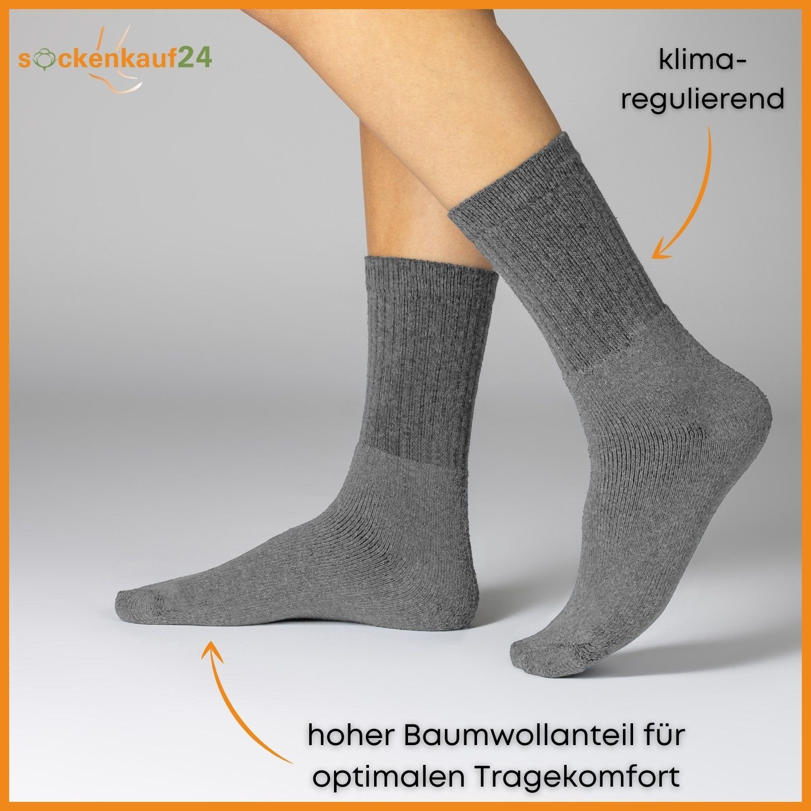 sockenkauf24 Tennissocken 10, 20, 30 Paar Sportsocken Arbeitssocken Herren & Damen (Anthazit, 20-Paar, 43-46) Socken Baumwolle 10100 – Bild 2 von 5