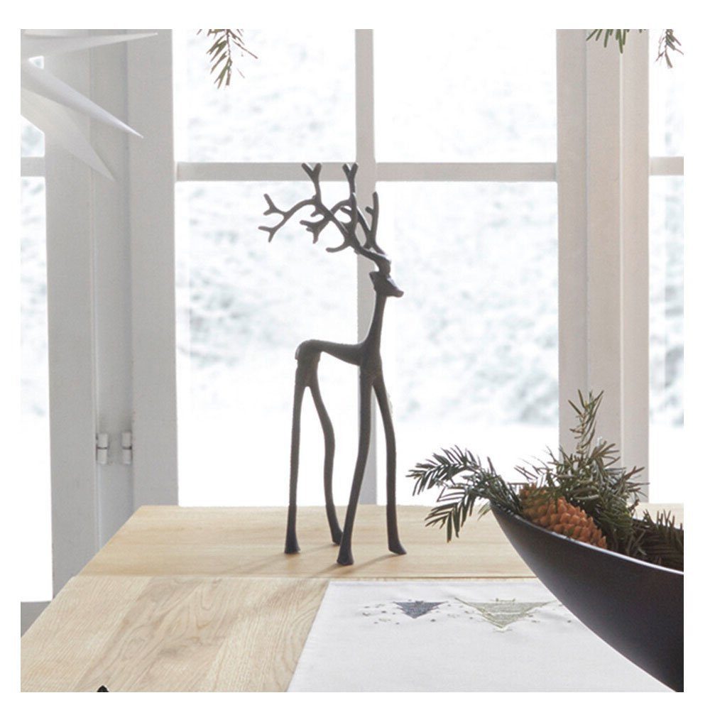 Home-trends24.de Dekofigur Hirsch Deko Figur Schwarz Groß Figuren Herbst Winter 39 H
