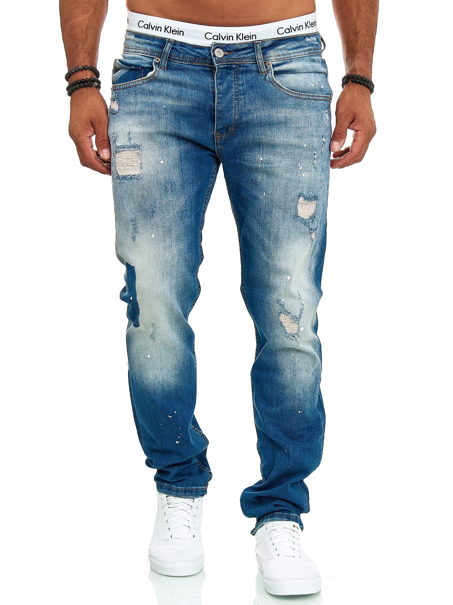 OneRedox Straight-Jeans J-700C (Jeanshose Designerjeans Bootcut, 1-tlg., im modischem Design) Freizeit Business Casual Blau 708
