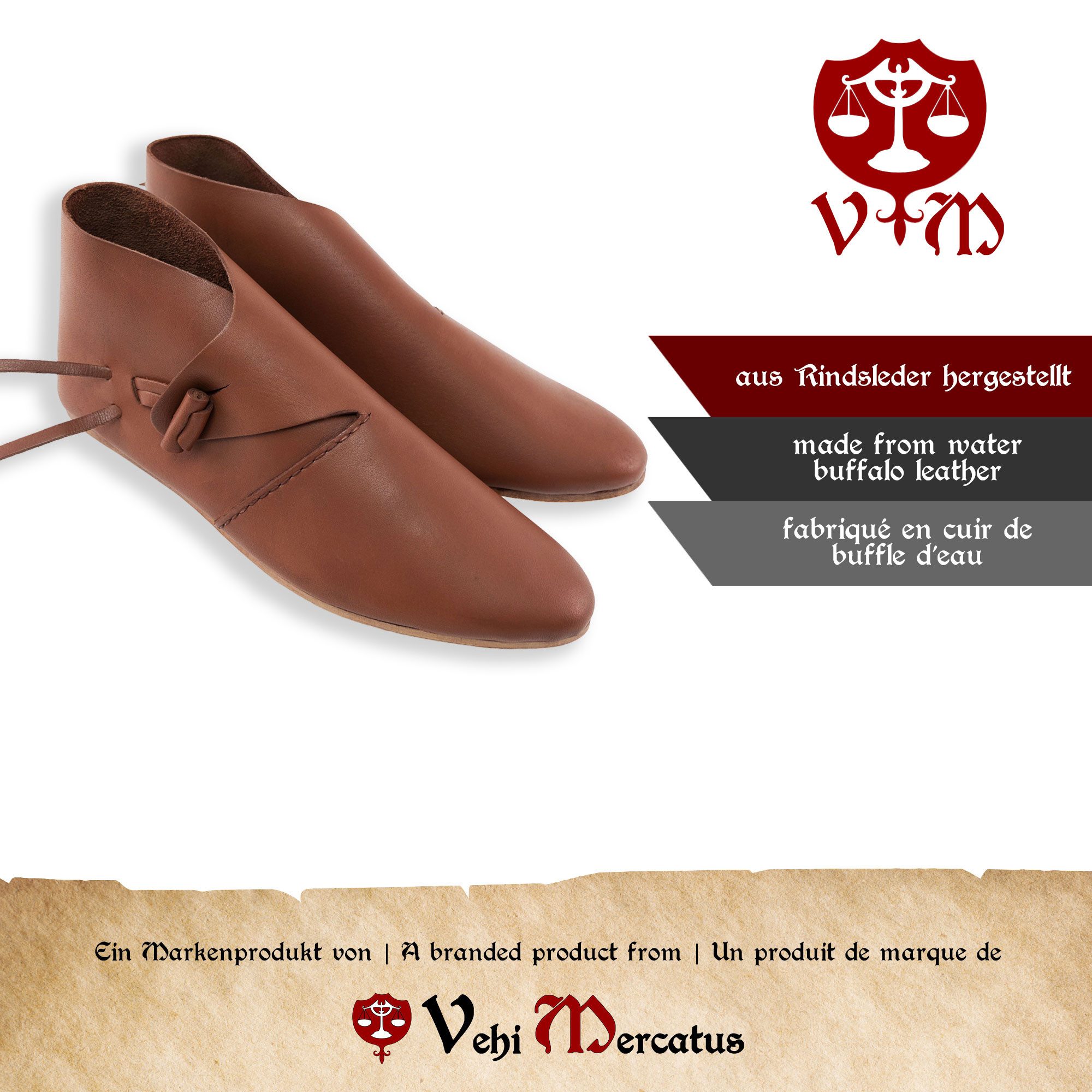 Vehi Mercatus Ritter-Kostüm Frühmittelalter Schuhe mit Knebelverschluss