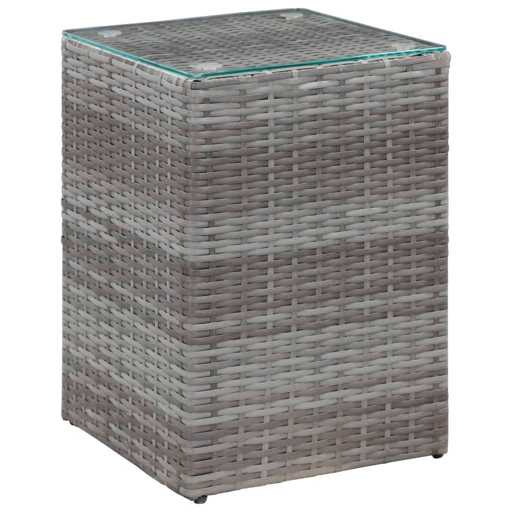 vidaXL Beistelltisch Beistelltisch mit Glasplatte Grau 35 x 35 x 52 cm Poly Rattan (1-St) Grau | Grau