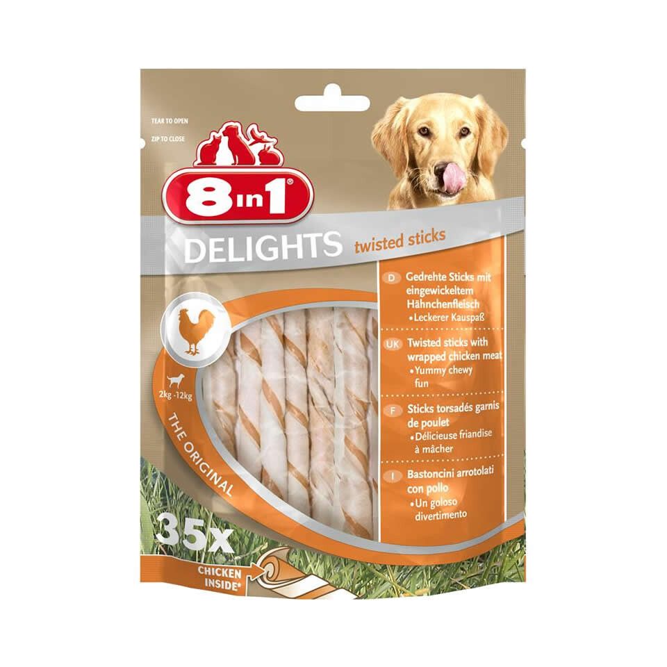 8in1 Delights Twisted Sticks 35 Stück, Snack für: Hund