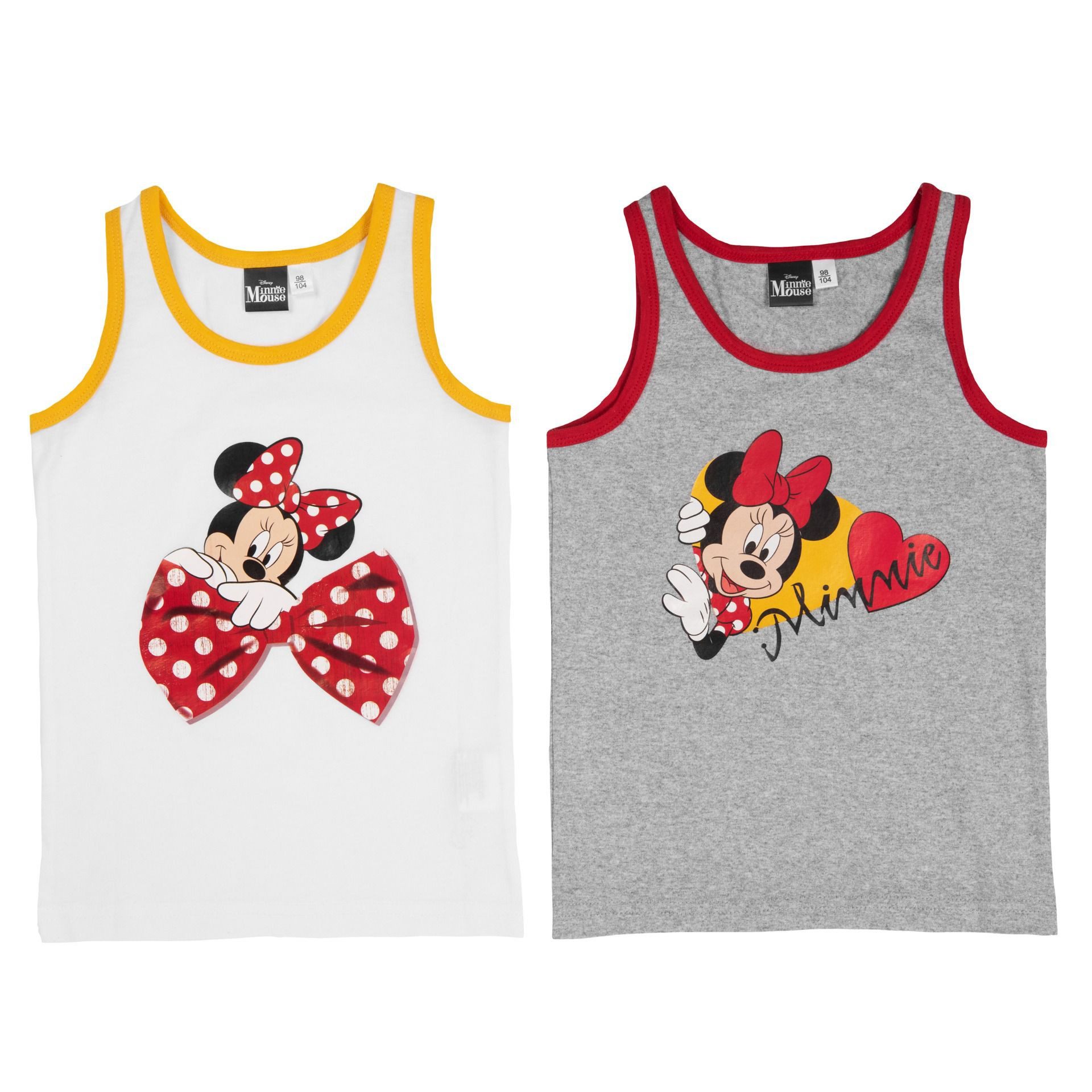 Disney Minnie Mouse Unterhemd Minnie Mouse 2er Pack Mädchen Unterhemden Shirt aus 100% Baumwolle