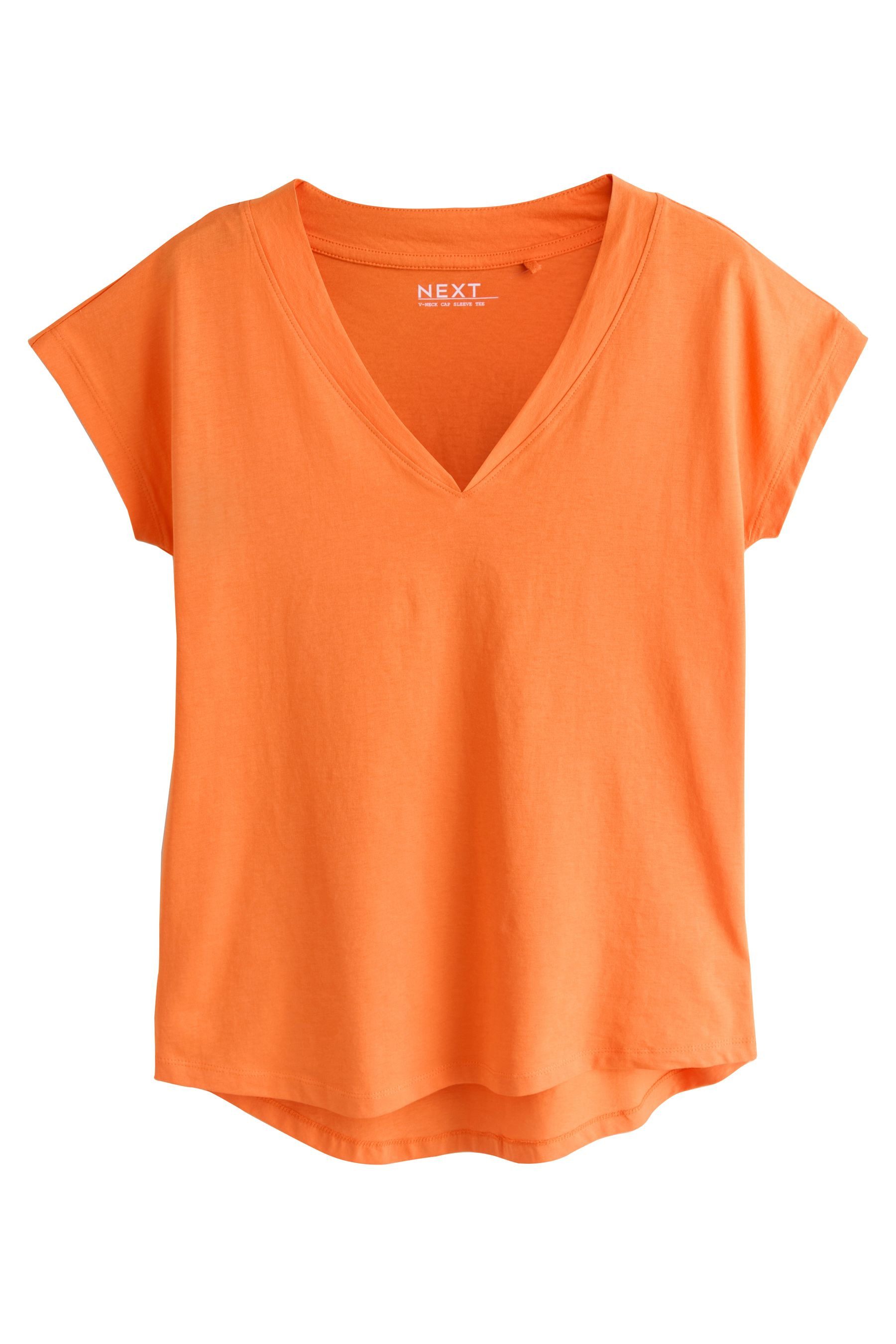 Next T-Shirt T-Shirt mit V-Ausschnitt und angesetzten Ärmeln (1-tlg)