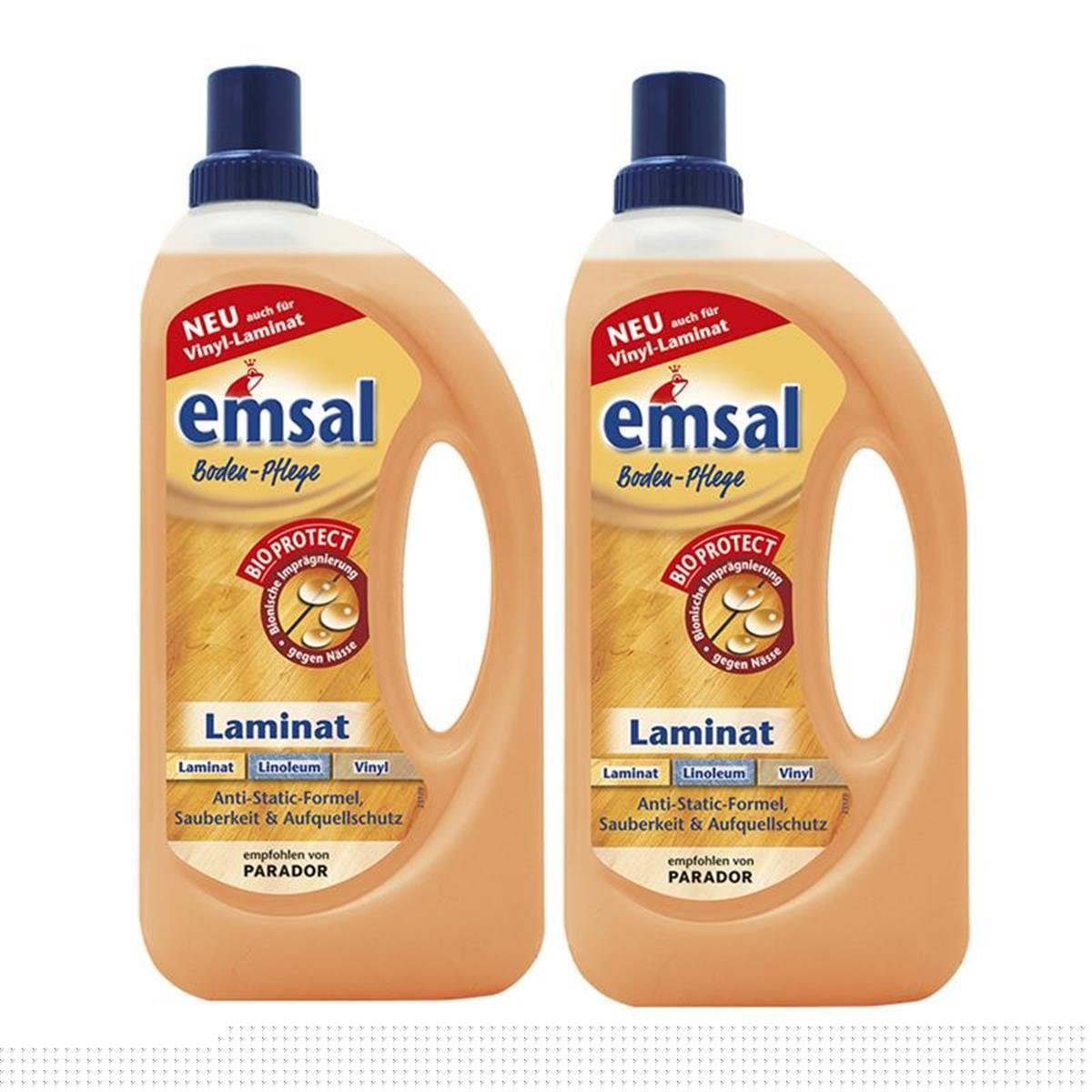 emsal 2x emsal Boden-Pflege Laminat 1 Liter mit Bioprotect - für Laminat, Li Fussbodenreiniger