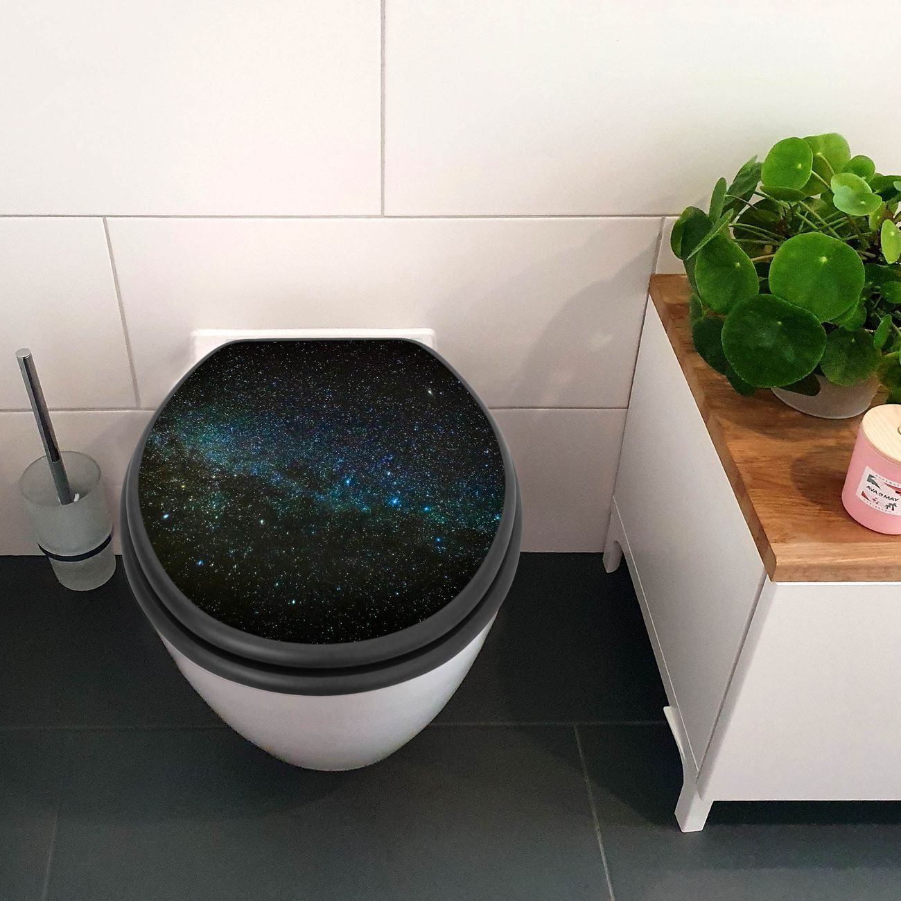 banjado WC-Sitz Anthrazit Motiv Nachthimmel (umweltfreundliches Material, i günstig online kaufen