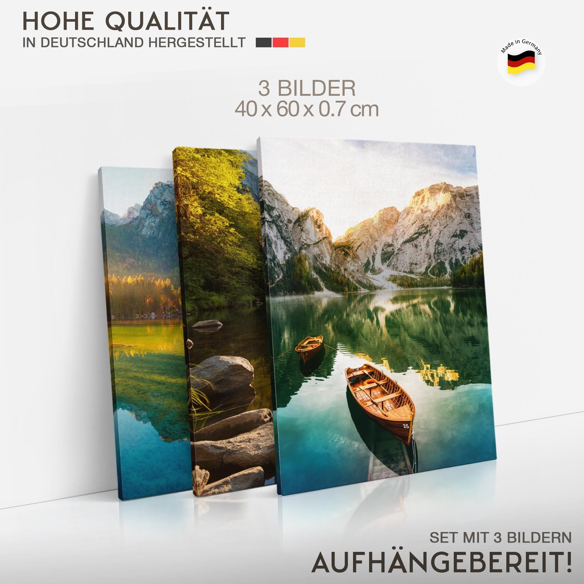Novart Wandbild Bilder See Berge Landschaft AUFHÄNGFERTIG für Flur Deko Grün N030936b, 40 x 60 cm - 3 Bilder – Bild 4 von 5