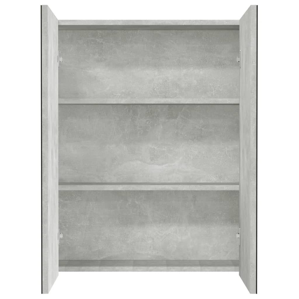 vidaXL Badezimmerspiegelschrank cm Bad-Spiegelschrank (1-St) 60x15x75 Betongrau MDF