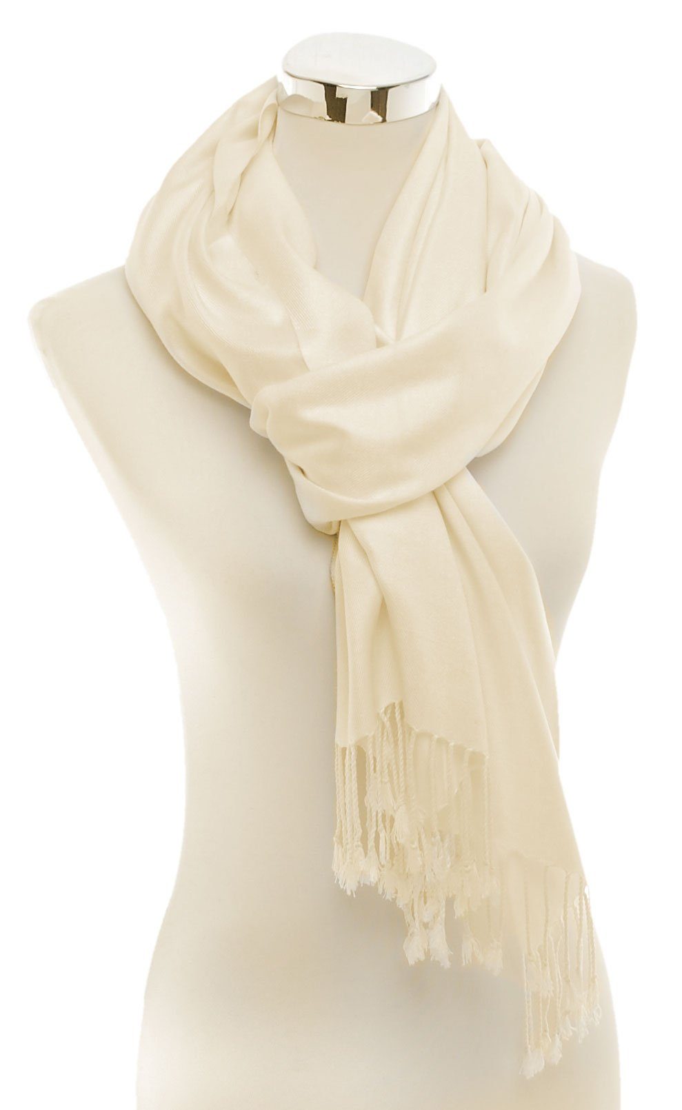 aus Premium cm wie creme weiß glänzend off -, / Pashmina - weich 100% Viskose Schal Kaschmir Damen-Schal white - 200x70 Bovari XL Seide wie