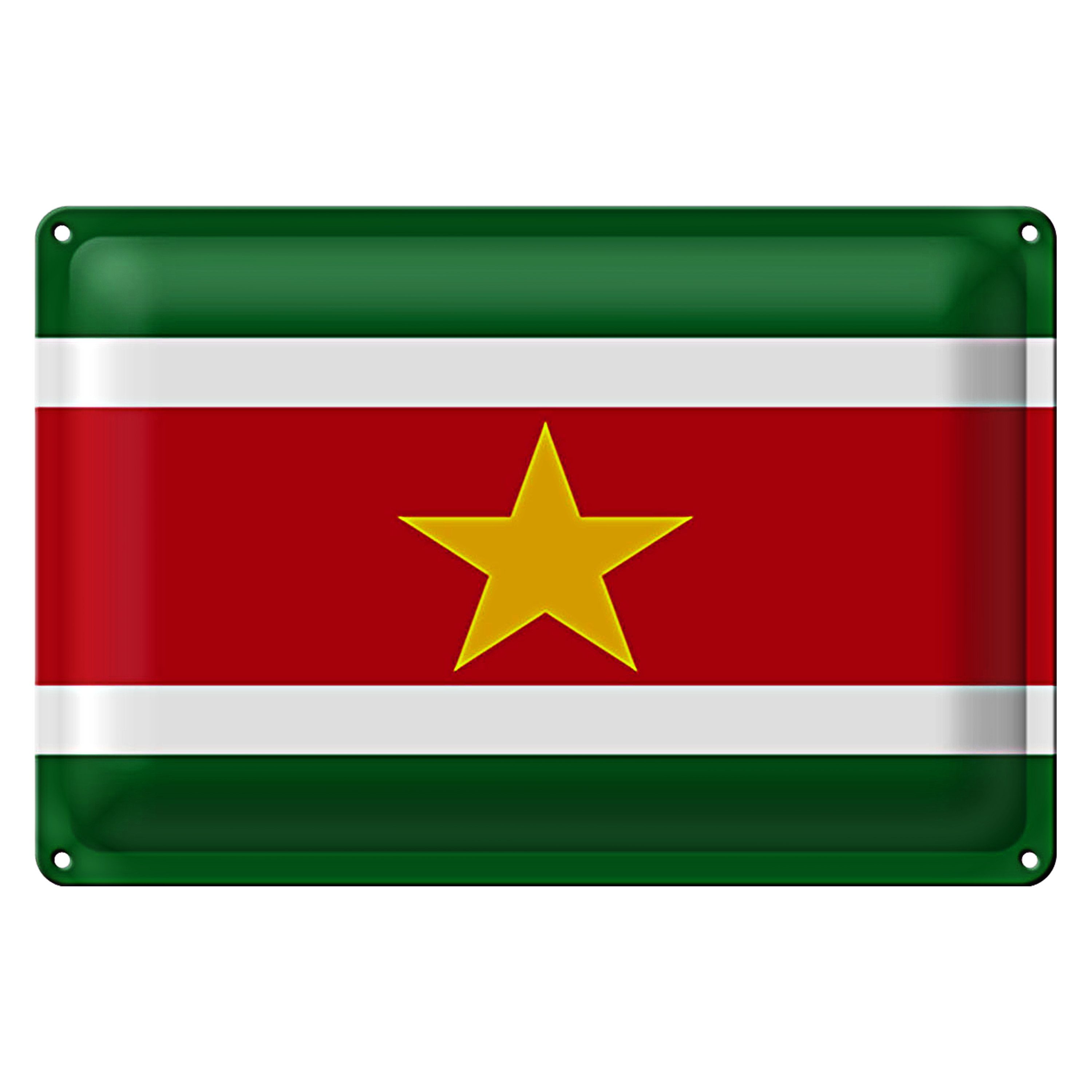 Roomando Metallschild Blechschild Flagge Suriname 30x20cm Flag of Suriname