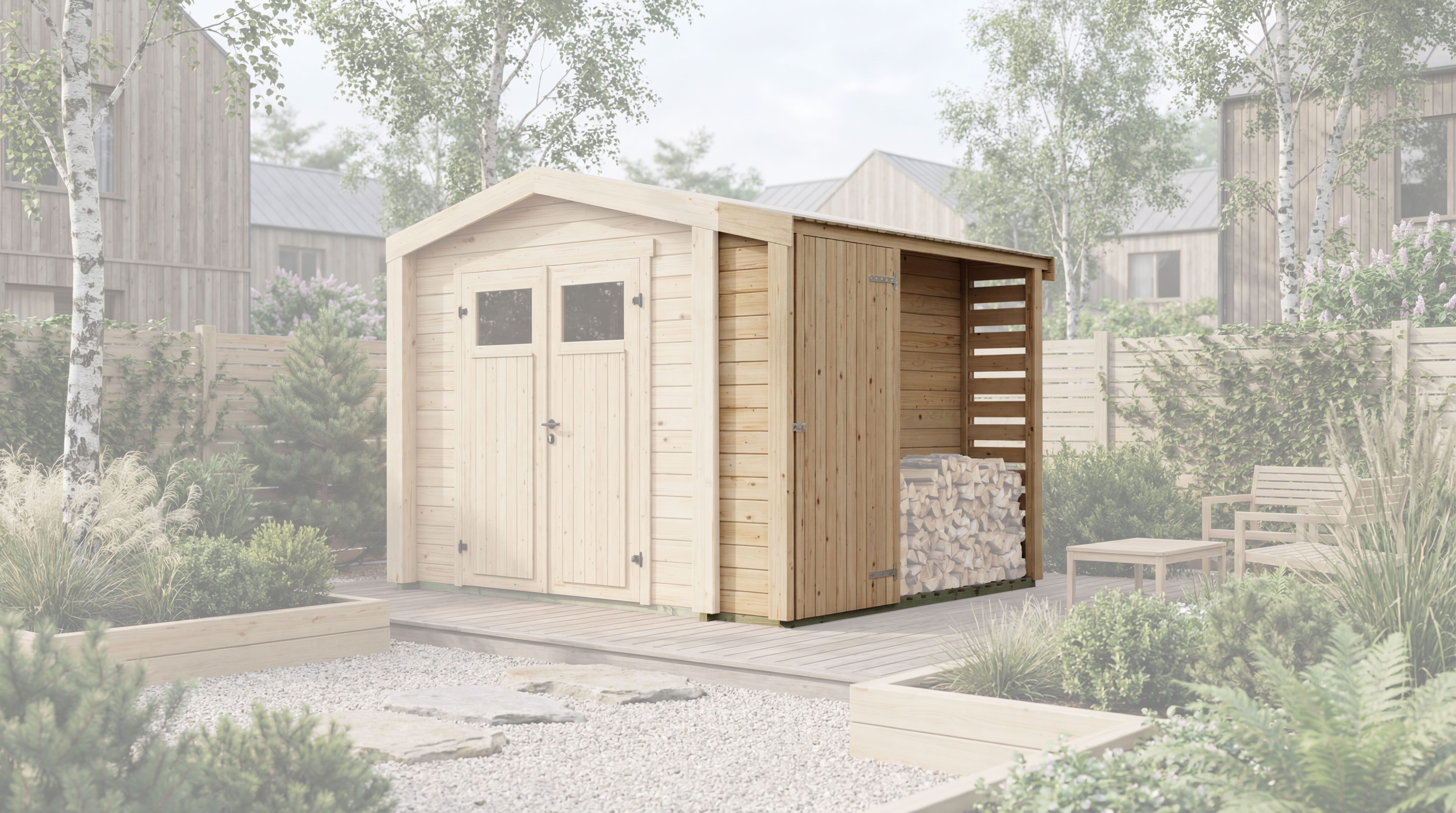 weka Kaminholzregal optionale Erweiterung für Gartenhaus Killarney, BxTxH:249,4x50x211 cm, verschiedene Farben und Größen