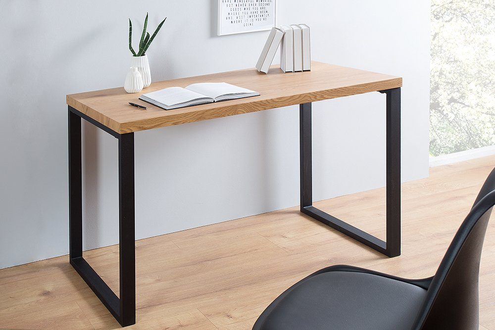 riess-ambiente Schreibtisch Holzwerkstoff Arbeitszimmer OAK natur Office · / Metall Home · DESK · Industrial · 120cm schwarz