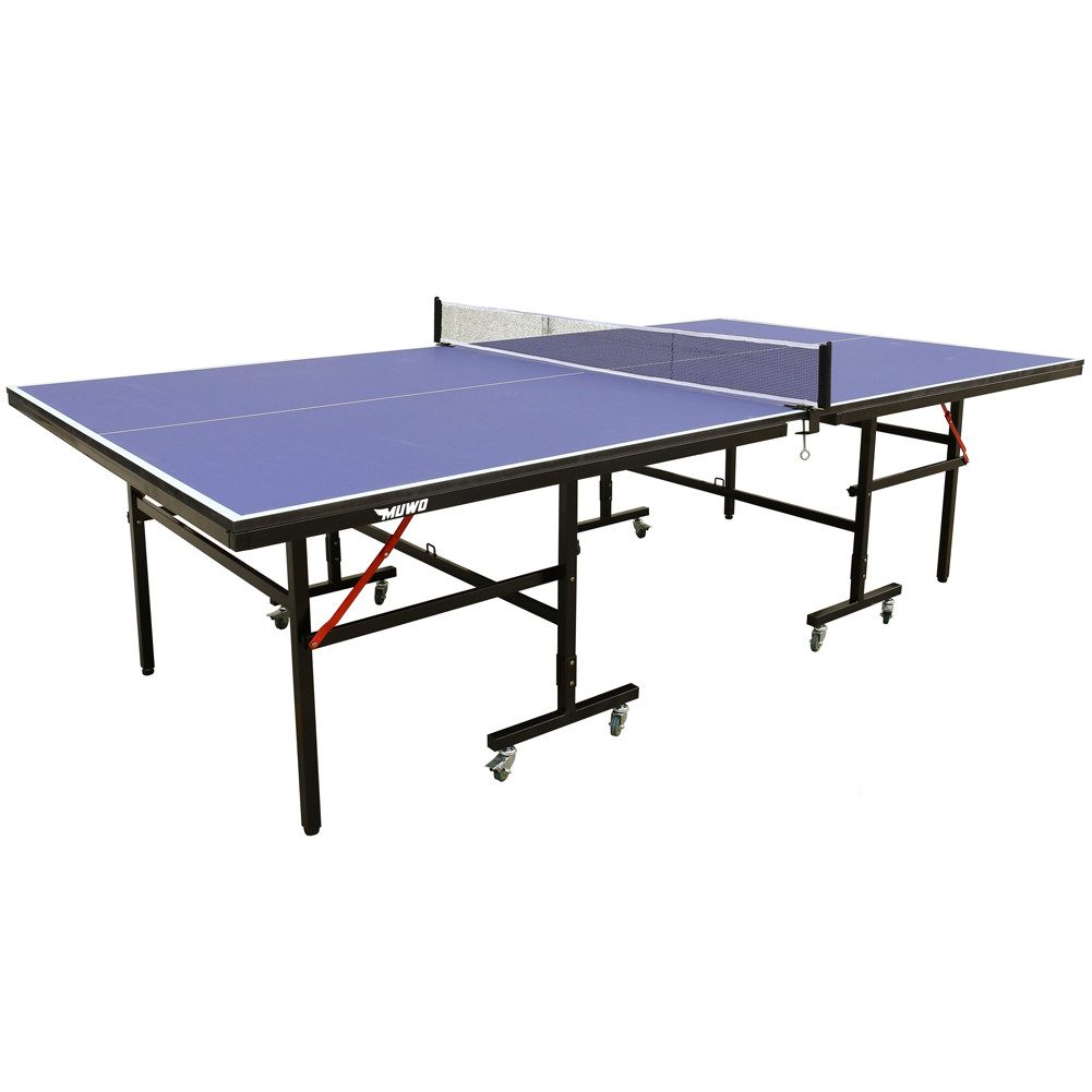 MUWO Tischtennisplatte Premium Indoor Tischtennisplatte, klappbarer MDF-Platte, rollbares Stahlgestell, doppelter Kippsicherung